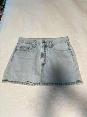 Denim Forum Light Blue Washed Denim Mini Skirt